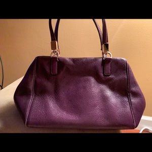 Purple leather coach bag